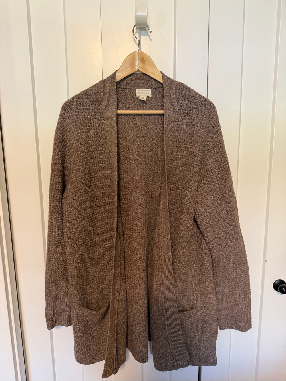 Caslon Cozy Open-Front Cardigan - Brown